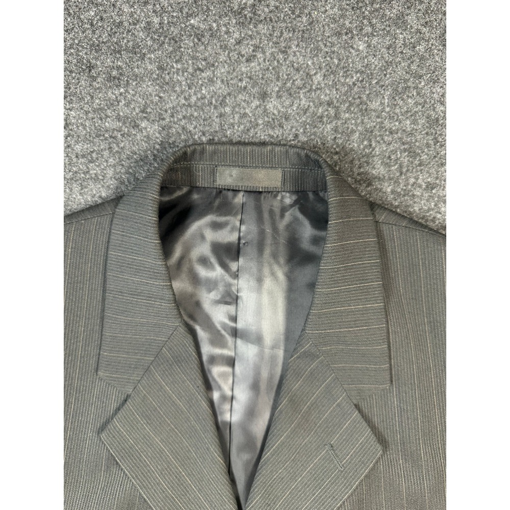 Georgio Giovanno Mens Blazer‎ Charcoal Gray Pinstripe 3 Button Jacket 46R